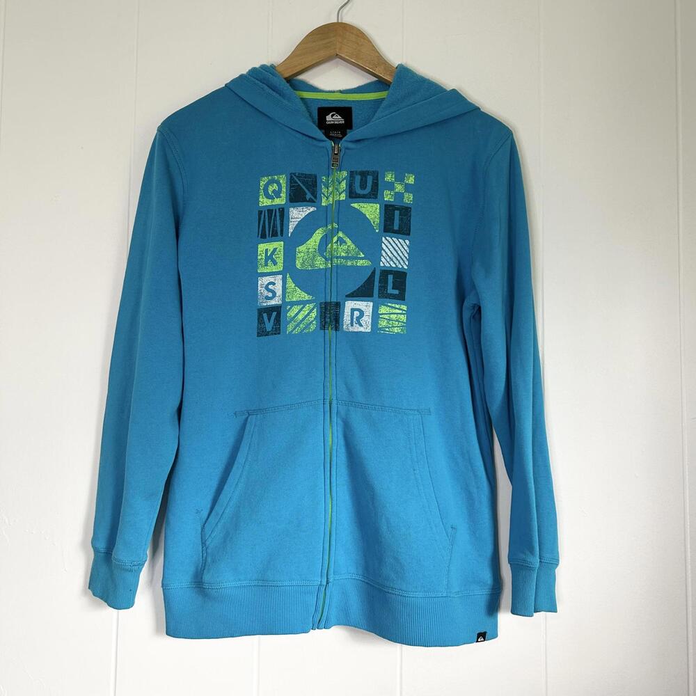 Vintage Quiksilver Graphic Zip Up Long Sleeve Hooded Jacket Women's Large